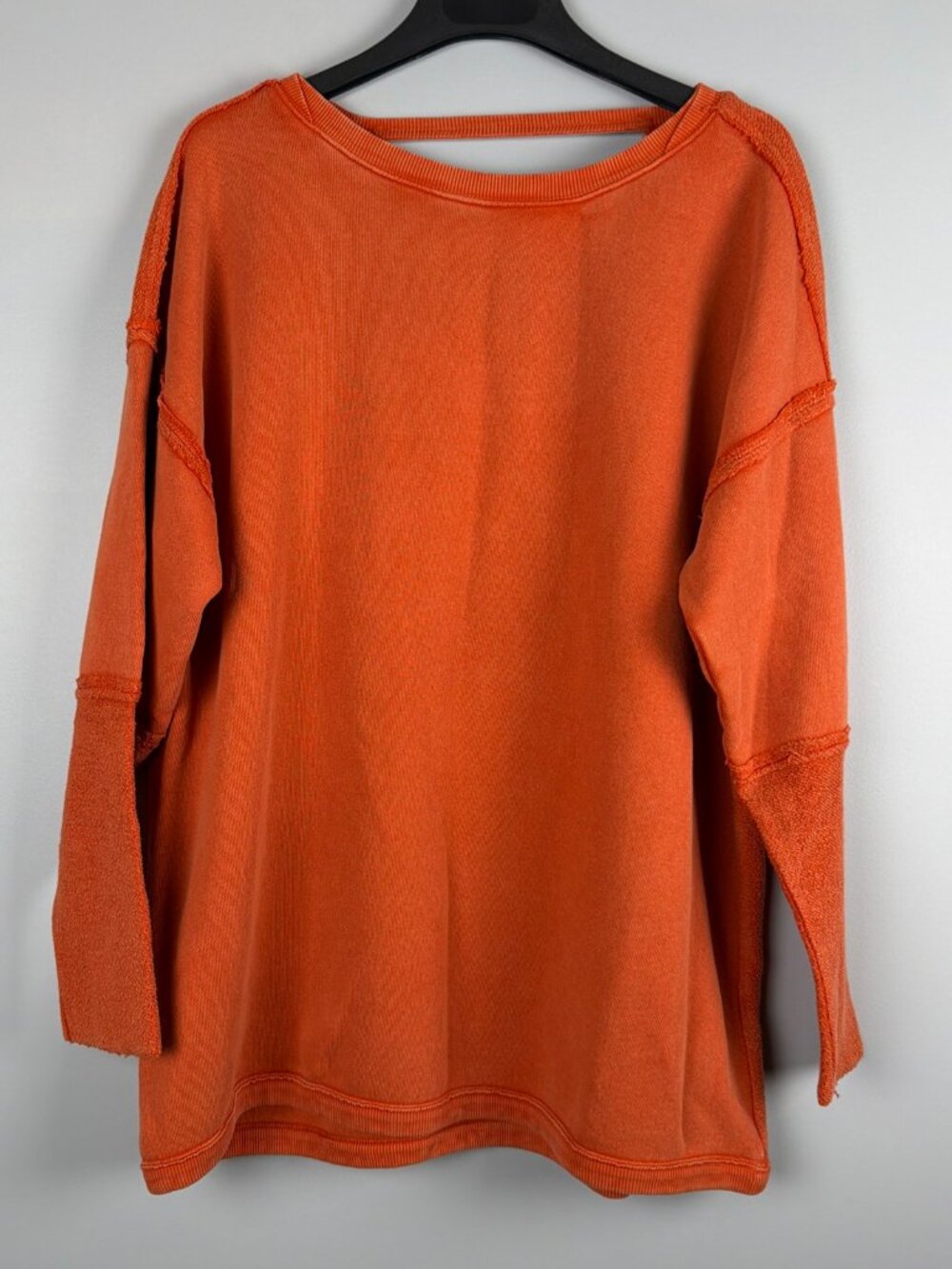 Free People Sweatshirt Womens L Orange Oversized Beach Terry Cloth Towel Coverup